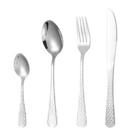 Ensemble de couverts de mariage en acier inoxydable artisanal avec finition miroir, durable, réutilisable, compatible lave-vaisselle, portable, motif martelé 1010