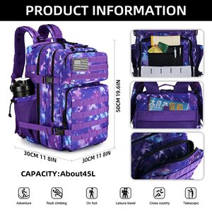 <span class=keywords><strong>Zaino</strong></span> Trailpop Personalizzabile con Logo, Impermeabile, per Fitness e Atleti, Tie-dye Viola, 45L, con Doppio Portabicchieri - Product Image 6