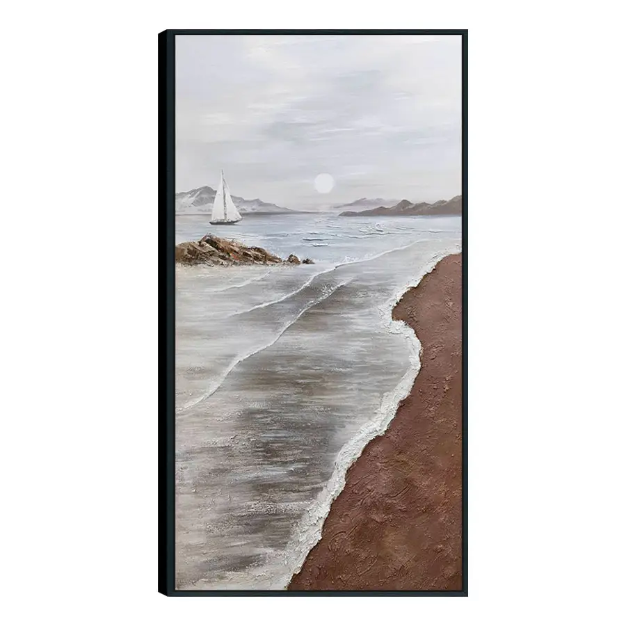 Arte original feita à mão, pinturas modernas de ondas do mar e oceano, cenário natural pintado à mão 100%, arte de parede para decoração de casa