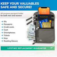 Dompet Selempang Leher Anti Maling RFID, Kantong Penyimpanan Tersembunyi dari Nilon untuk Kartu Identitas, Paspor, dan Perjalanan, Grosir, Diskon Besar
