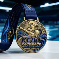Medallas Deportivas Personalizadas de Aleación de Zinc con Esmalte, Forma Personalizada, para Carreras, Natación, 5k, Diversión, con Cinta, para Niños