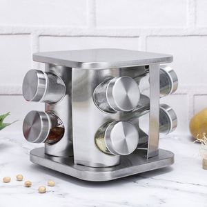 Revolving Countertop Condiments Spice Holder Container Kitchen Spice <b>Shelf</b> Organizer Storage Rotating Spice Rack with 12 Jars - Product Image 5