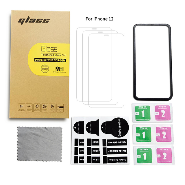 1 2 3 Packs High Clear Quality Glass Cell Phone Screen Protector for iphone XS XR 11 12 13 PRO MAX Twin Pack