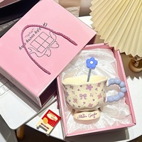 Mug en céramique avec nœud papillon pour filles, résistant aux hautes températures, compatible micro-ondes, style Instagram, cadeau d'anniversaire, souvenir élégant