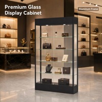 Direkt vom Hersteller: Aluminium-Rahmen Vitrine mit Gehärtetem Glas und LED-Beleuchtung, Abschließbare Ausstellungsvitrine für Juweliergeschäfte