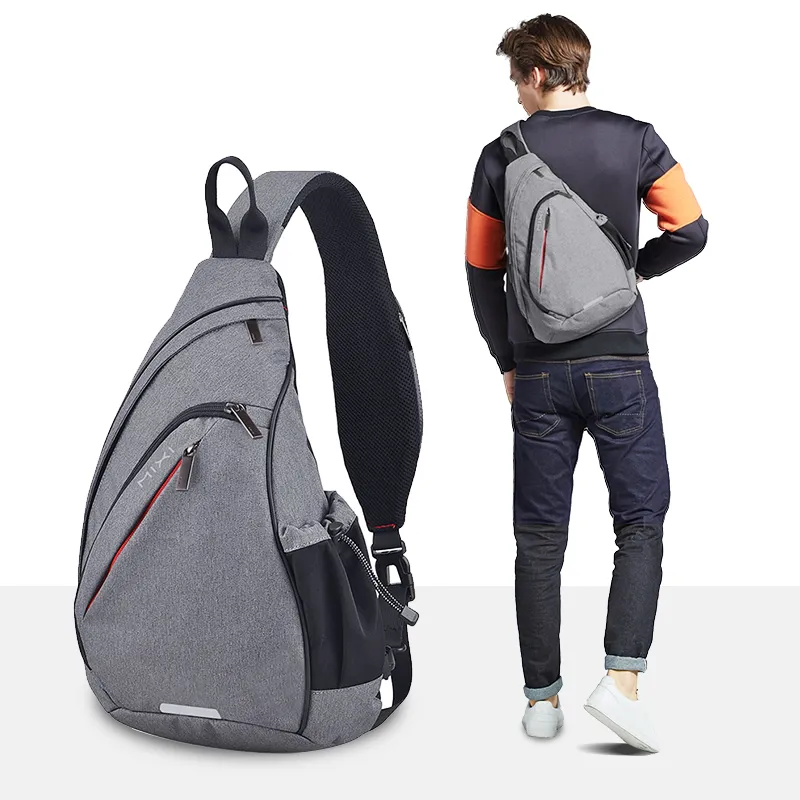 Mochila de un solo hombro para hombre y mujer, bolso de moda versátil, cruzada de viaje deportiva para ciclismo, USB, escolar, caramelo