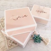 Boîte de proposition personnalisée de luxe pour demoiselle d'honneur, boîte cadeau rigide magnétique rose doré avec nom personnalisé pour fête de mariage