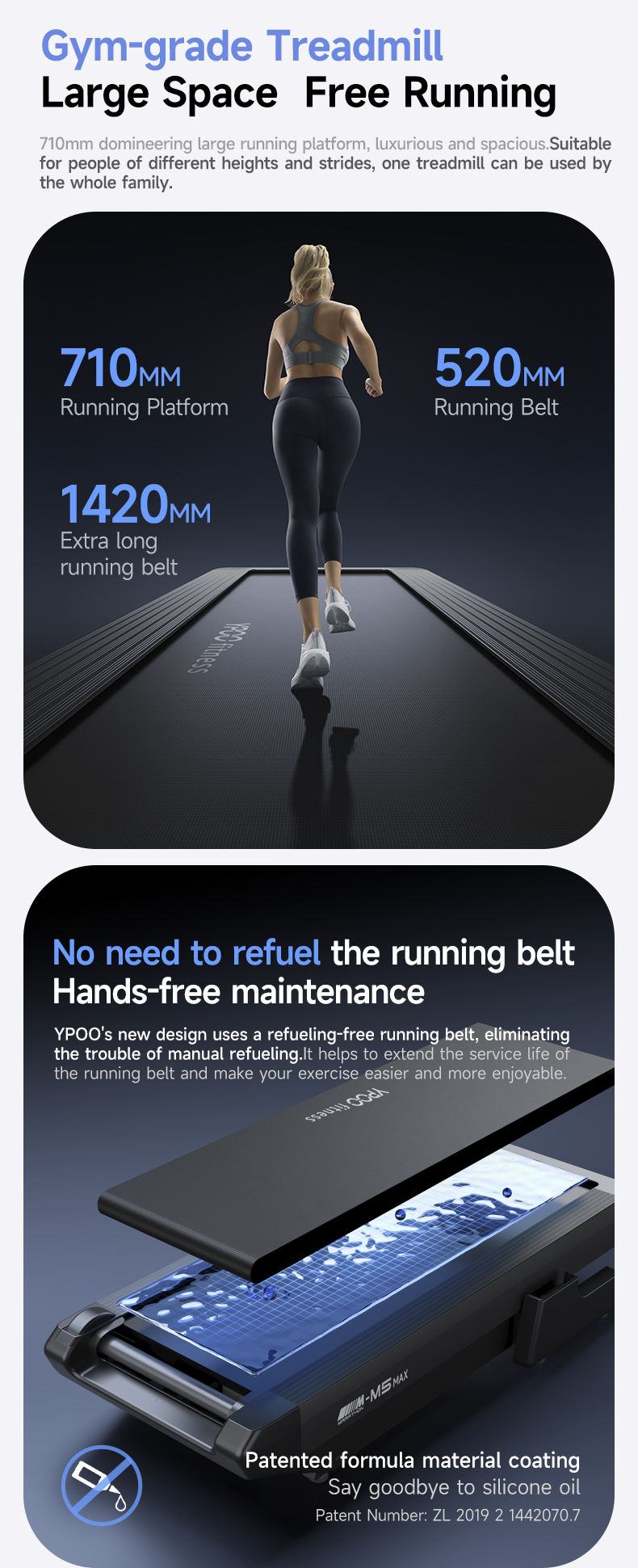 YPOO Gym Incline Semi Commercial Treadmill with Negative Slope