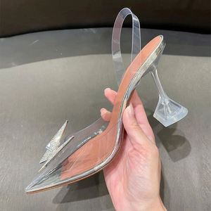 Escarpins transparents papillon en cristal pour femme, chaussures de bureau en gelée, sandales d'été à talons hauts, chaussures de mariée pour femme - Product Image 3