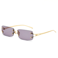 Lunettes de soleil tendance 2027 Y2K sans monture pour femmes, petit cadre rectangulaire, verres transparents, lunettes décoratives chics pour femmes