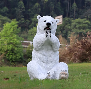 S224 Oso Polar blanco mirando hacia arriba escultura decoración de jardín al aire libre estatua para césped Parque paisaje arte Animal figura - Product Image 5