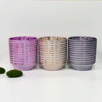 Rose Gold bergaris keramik pot tanaman Mewah Glitter bunga pot untuk dalam ruangan anggrek & Dekorasi Rumah