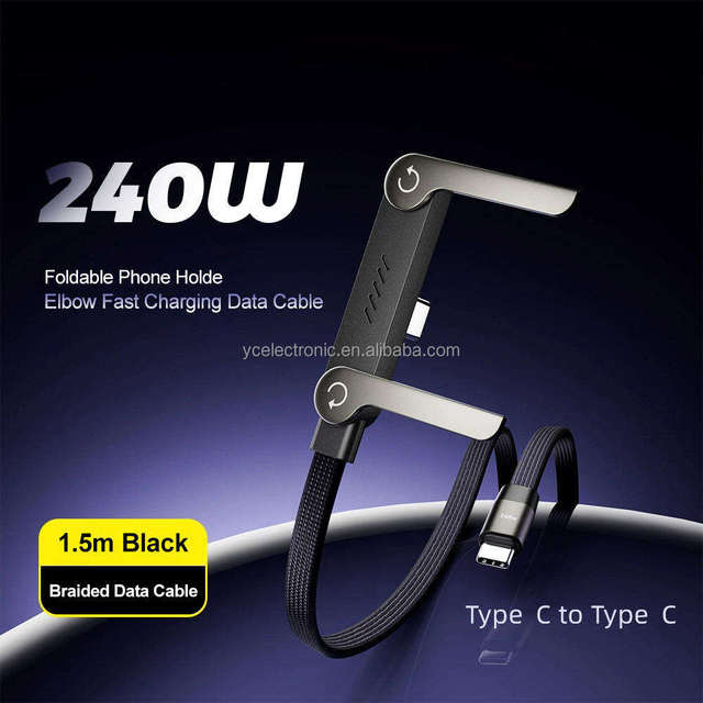 240W Stand Charging Cable Phone Holder 1m Nylon with Braid Shielding Type-C Data Transfer for Mobile Phones Cameras