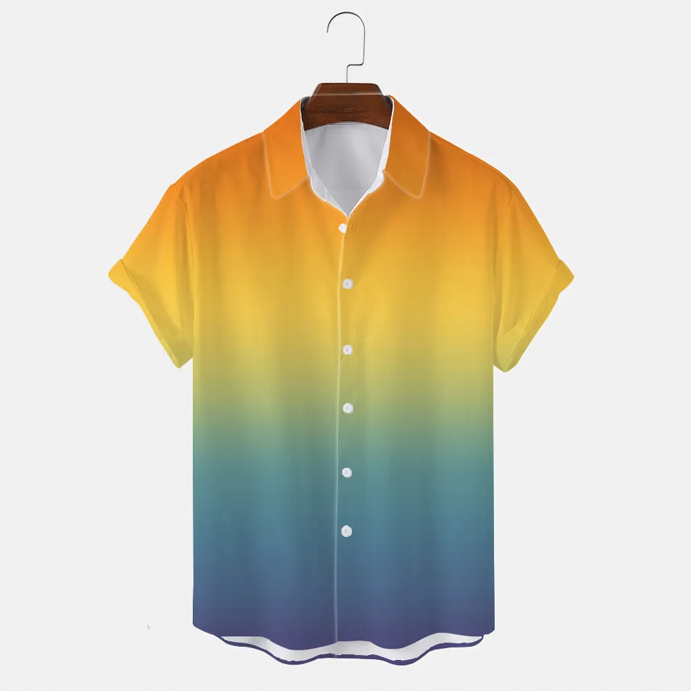Men's Casual Hawaiian Beach Shirt Summer Short Sleeve Digital Printed Sublimation Custom Logo Design ODM Single Unit Supply