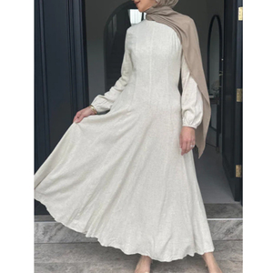 LEDUO Vestido Elegante de Corte Holgado y Estilo Modesto con Cuello Largo con Cierre, Falda Fluida con Doble Forro para Ocasiones Especiales - Product Image 1