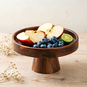 Espositore per Torte in Legno di Acacia, Vassoio per Pasticceria da Soggiorno, Espositore da Tavolo per Dessert, Piatto Rialzato in Legno Massello per Frutta - Product Image 6