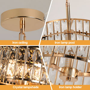<strong>UK</strong> Warehouse Dropping Modern Iron Crystal <strong>Gold</strong> <strong>Chandelier</strong> Pendant Light for Kitchen Home Hanging - Product Image 3