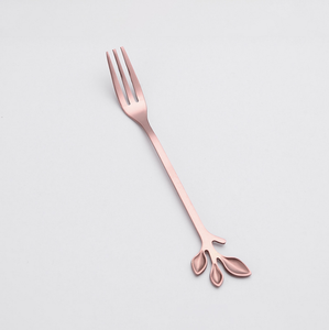 Chất Lượng Hàng Đầu Sáng Tạo Trà Khuấy Thìa Retro Rose Gold Lá Xử Lý Cà Phê Muỗng Trái Cây <span class=keywords><strong>Fork</strong></span> Set - Product Image 6