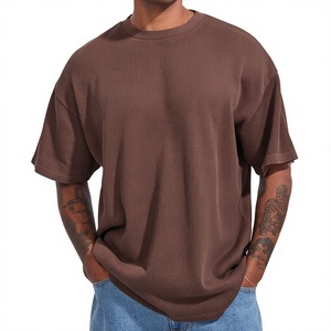 Solid Color ODM Factory Sale Summer Wear <b>Plain</b> Knitted Custom Logo Print Regular Fit Elastic Stretchable Breathable T-Shirt - Product Image 1
