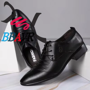 Zapatos Casuales de Hombre de PU Sólido, Talla Grande, Formales de Negocios, con Punta Puntiaguda, con Cordones, Duraderos para Verano, para Boda, que Aumentan la Estatura - Product Image 5