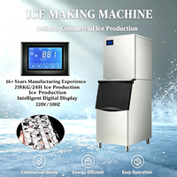 Machine à glaçons de qualité commerciale 258 kg/24 h, machine à glaçons automatique en acier inoxydable avec affichage numérique