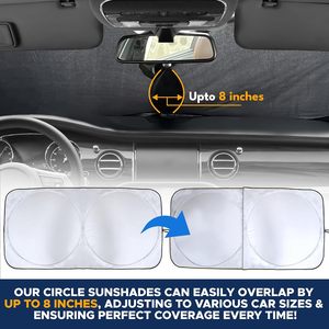 Foldable Front Windshield Sun <b>Shade</b> Polyester UV Sun Heat Car Sun <b>Shades</b> Auto Double Circle Car Sunshade With Custom Logo Print - Product Image 6