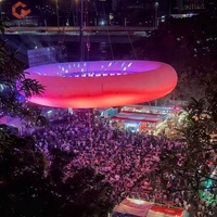 Décoration suspendue géante en forme de beignet gonflable pour festival de musique, forme personnalisée, éclairage LED, anneau circulaire gonflable, décoration extérieure