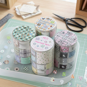 1 Roll Waterproof <b>Water</b> Activated PET <b>Tape</b> Masking Patchwork Garden Retro Floral Pattern Fabric Handbook DIY Base Decoration - Product Image 3