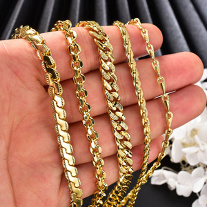 Collar de Cadena de Cobre Estilo <span class=keywords><strong>Italiano</strong></span> Bañado en <span class=keywords><strong>Oro</strong></span> de <span class=keywords><strong>14k</strong></span> 750 con Eslabones Infinitos al Por Mayor para Mujer - Product Image 6