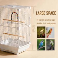 Cage à oiseaux multi-niveaux en acier allié et acier inoxydable avec échelle, 2 mangeoires, plateau de nettoyage coulissant, utilisation intérieure/extérieure, capacité 25 lb