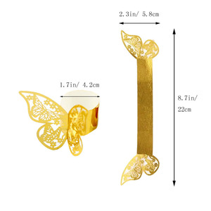 Anneaux <span class=keywords><strong>de</strong></span> serviette 3D Papillon Creux, Boucles <span class=keywords><strong>de</strong></span> serviette en <span class=keywords><strong>papier</strong></span>, Supports d'anneaux <span class=keywords><strong>de</strong></span> serviette pour Décoration <span class=keywords><strong>de</strong></span> Mariage, Saint-Valentin et Fêtes - Product Image 4