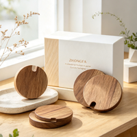 Couvercle rond personnalisé en bois d'acacia pour tasses et gobelets, couleur bois naturel, anti-poussière, couvercle décoratif en bois