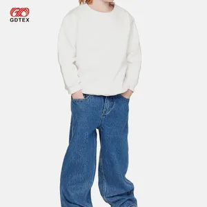 GDTEX vendita calda Vintage in pile bianco bianco felpa Streetwear e Jeans Jeans per bambini 2 pezzi set di abbigliamento per bambini