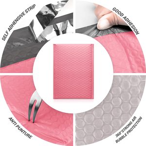 Sobres acolchados de burbujas, bolsas de correo con logotipo personalizado, de plástico, pequeñas, color rosa - Product Image 4