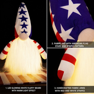 Décorations patriotiques LED <span class=keywords><strong>du</strong></span> <span class=keywords><strong>4</strong></span> juillet pour le 250e anniversaire des États-Unis, gnome lumineux, décorations <span class=keywords><strong>du</strong></span> Jour <span class=keywords><strong>de</strong></span> l'Indépendance, Tomte en peluche, drapeau américain, décoration intérieure - Product Image 3