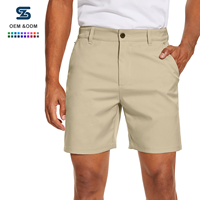 Erkek Günlük Orta Boy 7 İnç Hafif Yünlü Hızlı Kuruyan Düz Ön Hibrit Golf Şortu Nefes Alabilen Düz Renk Chino