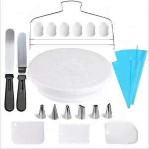 Hot New 21Pcs strumenti di Baing fai da te supporto rotante in plastica giradischi per torta kit di forniture per decorare fondente