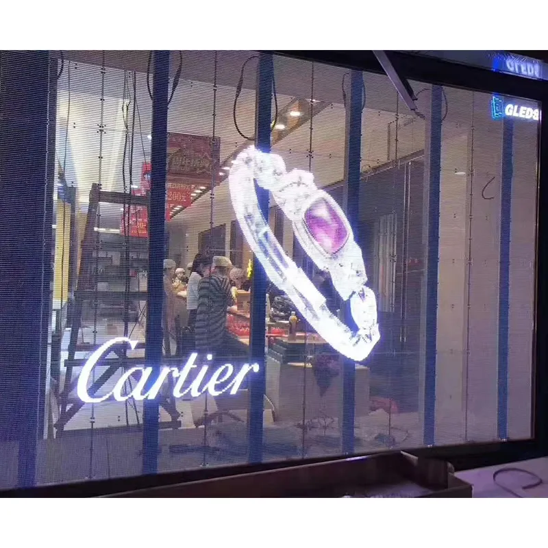 Película De Cristal Flexível Transparente Display LED Tela De Cortina Macia Digital Signage Shopwindow Publicidade De Vidro Led Video Wall