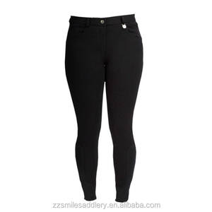 Cómodos pantalones de montar para mujer de elastano, de cintura baja, con asiento completo, parches de gamuza en las rodillas, resistentes al pelusamiento y a la abrasión, con dos bolsillos. - Product Image 5