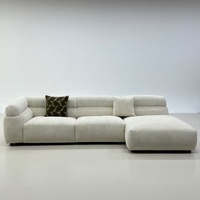 Canapé d'angle moderne en tissu bouclé - Canapé 3 places rembourré avec chaise longue pour salon