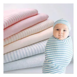 Small MOQ Organic Cotton Striped Interlock for Kids Sleep Bag Baby Pajama
