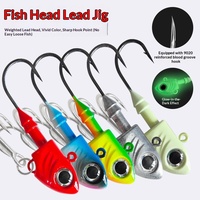 Tête de jig lumineuse UV avec appât souple, combo 10g-40g, poids lourd, pour la pêche en mer au bar, en bateau, en haute mer