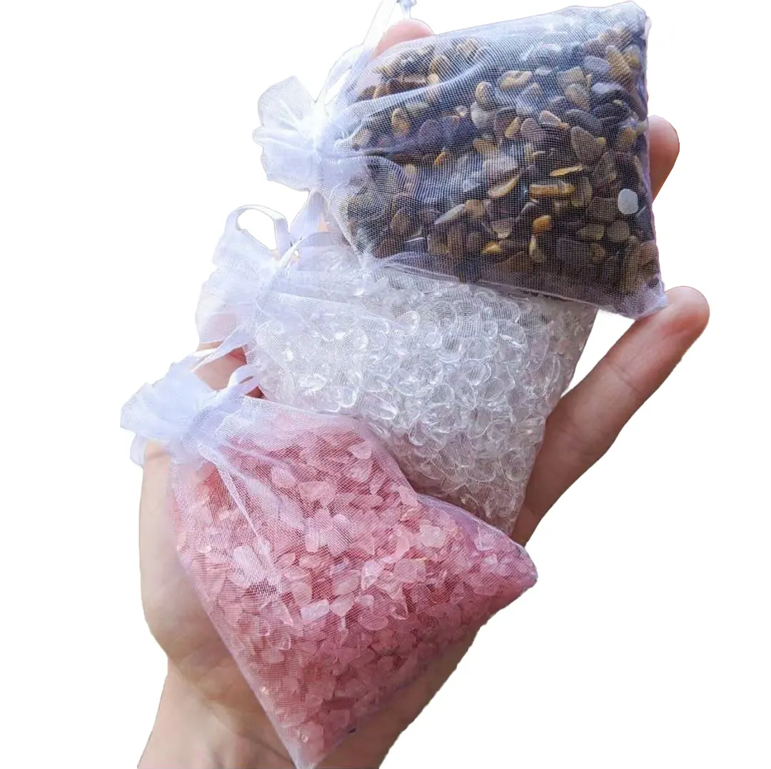 천연 광택 장미 석영 자수정 바위 결정 치유 돌 치유를위한 자갈 돌돌 칩
