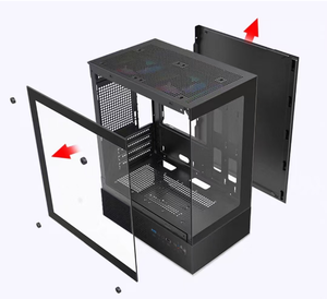 Nuevo diseño <span class=keywords><strong>Mini</strong></span>-<span class=keywords><strong>ITX</strong></span> 2017 Mid Tower Gaming <span class=keywords><strong>PC</strong></span> Case Vidrio curvo y metal con ventilador Caja de computadora de vidrio templado - Product Image 4