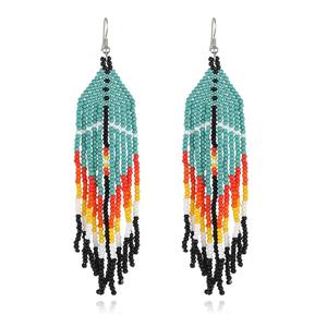 Pendientes bohemios con borlas y cuentas, pendientes colgantes con diseño geométrico para mujer, joyería hecha a mano de estilo étnico - Product Image 5