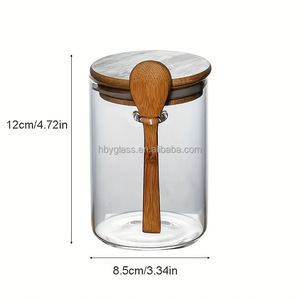 Bocaux en verre hermétiques pour la maison, contenants pour flocons d'avoine, collations pour le petit-déjeuner, pouding aux graines <span class=keywords><strong>de</strong></span> <span class=keywords><strong>chia</strong></span>, rangement alimentaire avec couvercles et cuillère - Product Image 2