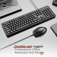 Set Keyboard komputer Desktop Modern, Mouse Keyboard berkabel hitam bisnis kustom