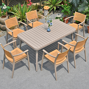 Ensemble de <span class=keywords><strong>table</strong></span> et de chaises de pique-nique d'extérieur en bois de style moderne, résistant aux intempéries, durable, pour patio et jardin - Product Image 1