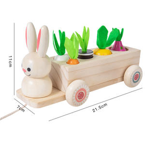 Dessin animé en bois lapin tirer radis <span class=keywords><strong>jeu</strong></span> jouet pousser le long chariot enfants éducation précoce couleur taille trieur correspondant <span class=keywords><strong>jeu</strong></span> jouets ensemble - Product Image 5