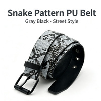 Ceinture en cuir artificiel à motif serpent, design personnalisé, unisexe, OEM, plusieurs couleurs disponibles, accessoire de mode punk streetwear